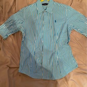 Ralph Lauren Blue And White Stripped Button Down Size 12